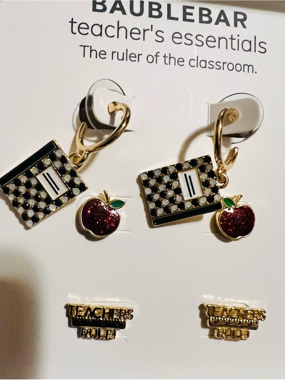 BaubleBar Gold and Red Teacher’s Essentials Earring Set of 3.       NWT - Picture 3 of 3